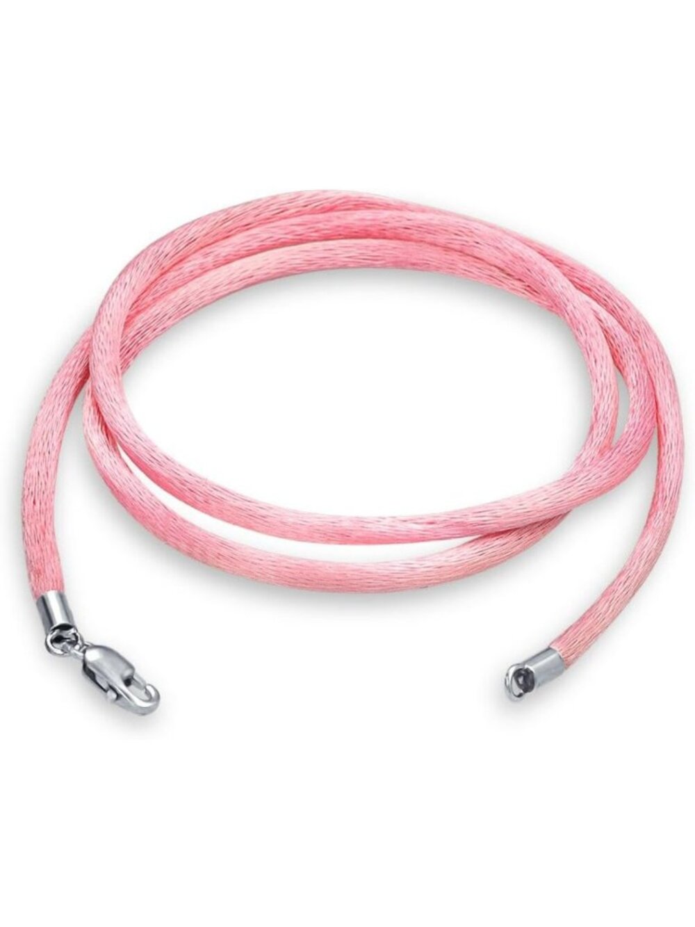 Vibrant Multi-Color Satin Silk Necklace with Pendant & Sterling Silver Clasp